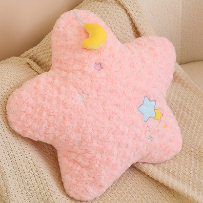 Royora Yellow Star Throw Pillow with Embroidered Stars - Soft Plush Decor