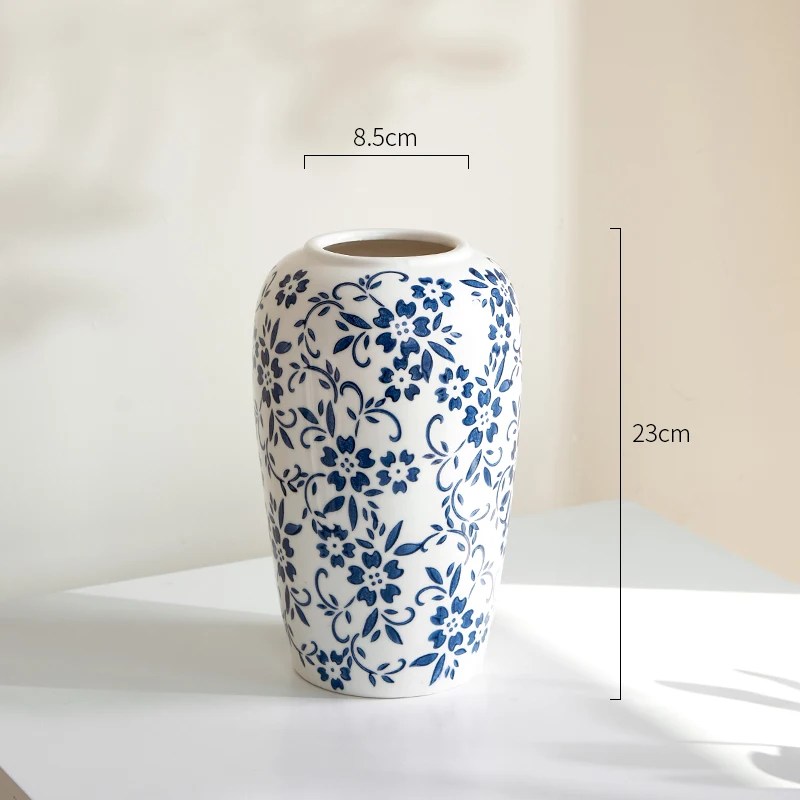 Royelle Cobalt Blue Vine Porcelain Floral Vase for Long Stem Flowers