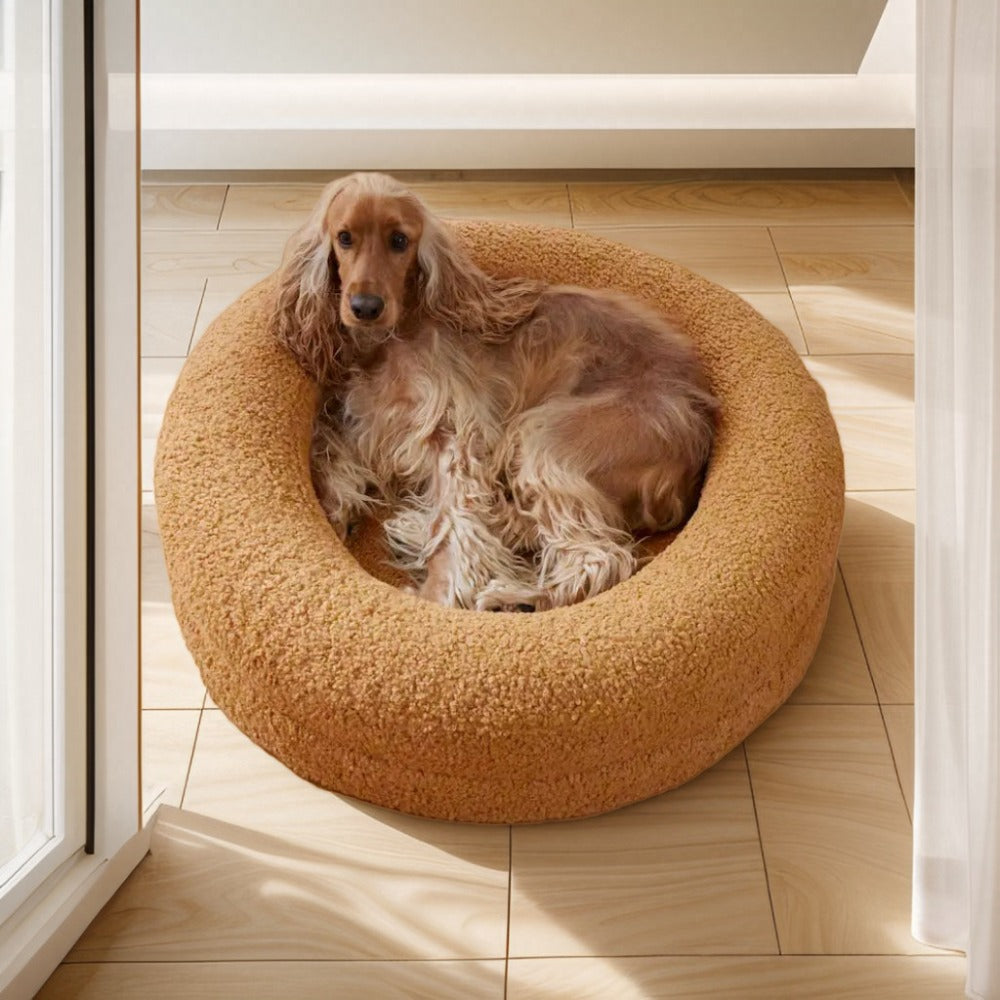 Royora Orthopedic Round Dog Bed with Faux-Fur, Anti-Slip Base, Removable Washable Cover