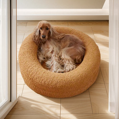 Royora Orthopedic Round Dog Bed with Faux-Fur, Anti-Slip Base, Removable Washable Cover