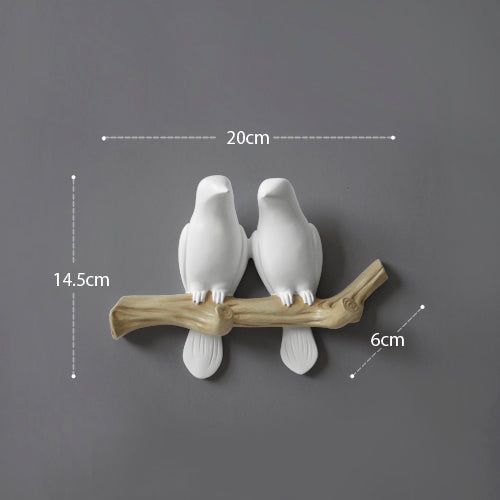 Royelle Decorative Bird Branch Wall Hook-Resin White Coat Hanger