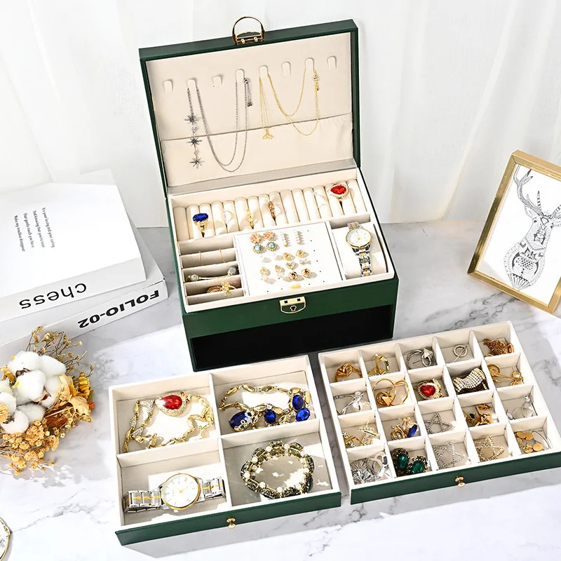 Luxoria Multilayer Leather Jewelry Box for Women - Elegant Jewelry Organizer