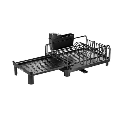 2-Tier Dish Drying Rack Kitchen Sink Organizer with Cutlery Holder & Drip Tray 0