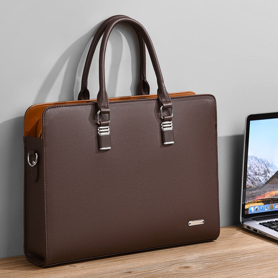 Novara Professional Business Briefcase for Men - Slim Vegan Leather Laptop Bag