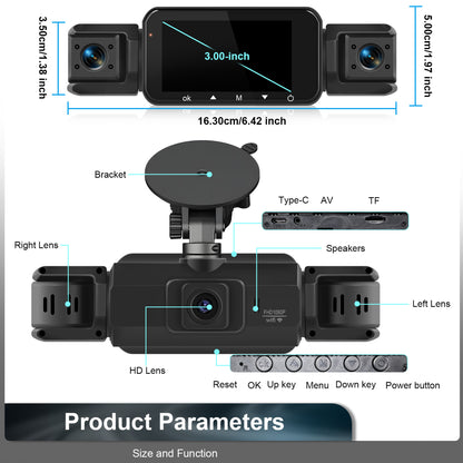 Novara 4K Quad-Camera Dash Cam System with WiFi - Night Vision & 32GB Storage Support