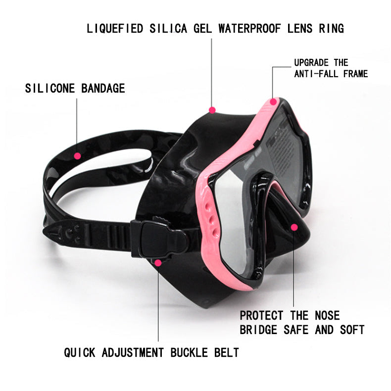 Royeva Professional Snorkel Mask Set-Anti Fog Diving Mask And Dry Top Snorkel Black