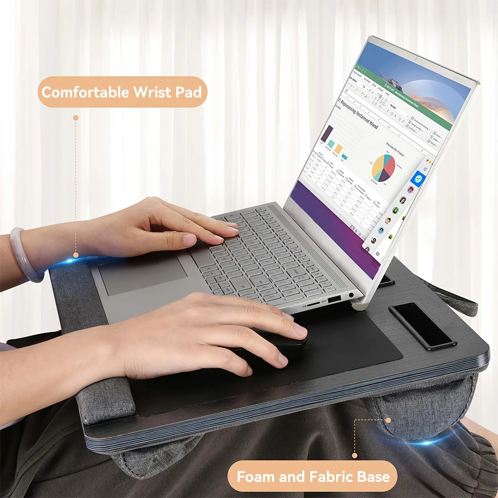 Royeva Portable Wooden Laptop Desk-Bed Tray With Mouse Pad And Wrist Rest