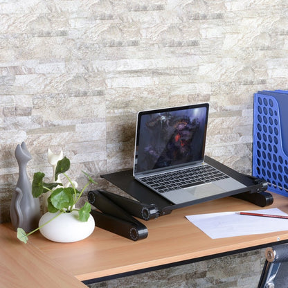 Novara Adjustable Ergonomic Laptop Stand with Mouse Pad and Cooling Fan