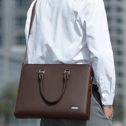 Novara Professional Business Briefcase for Men - Slim Vegan Leather Laptop Bag