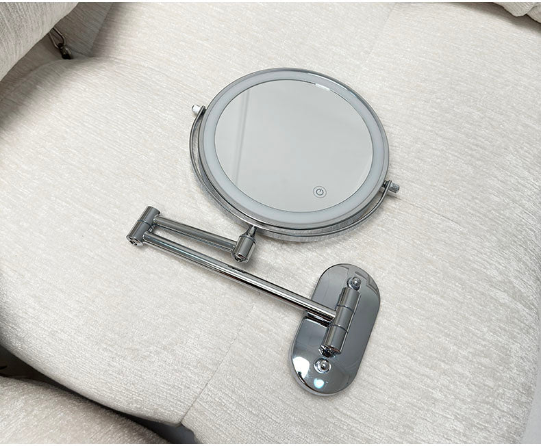 Royeva Rechargeable LED Wall-Mounted Makeup Mirror with Magnification, Chrome Finish