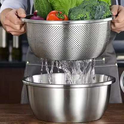 Royeva Stainless Steel Mixing Bowl And Fine Mesh Colander Set
