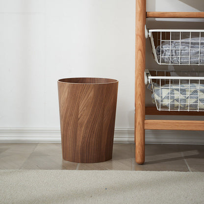 Royeva Japandi Wood Waste Bin with Rotating Lid for Bathroom & Office