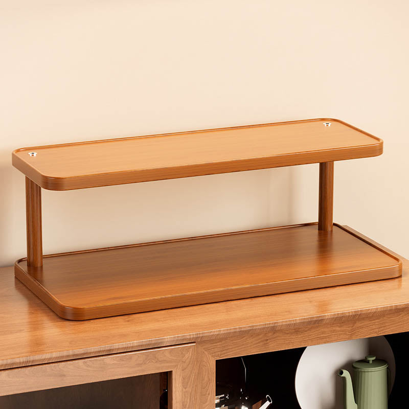 Royora 2-Tier Wood Countertop Organizer Shelf for Kitchen & Office 30cm Natural Finish