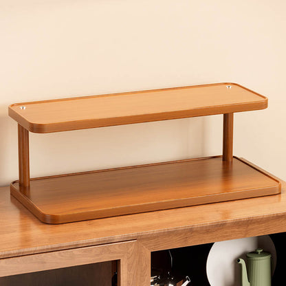 Royora 2-Tier Wood Countertop Organizer Shelf for Kitchen & Office 30cm Natural Finish