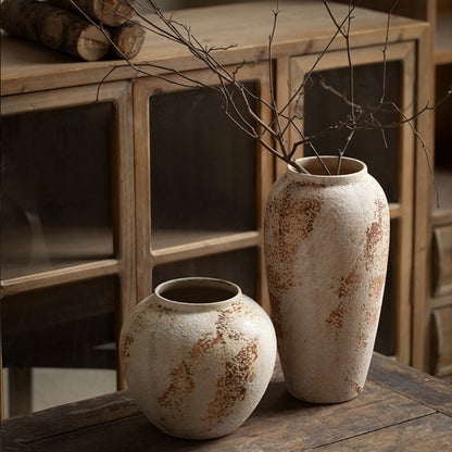 Royora Wabi-Sabi Distressed Ceramic Vase - Rustic Farmhouse Decor Pottery