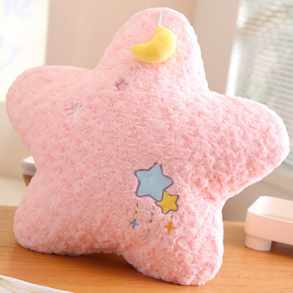 Royora Yellow Star Throw Pillow with Embroidered Stars - Soft Plush Decor