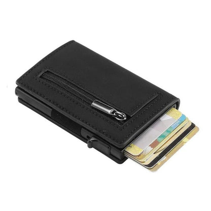 Royeva Genuine Leather RFID Blocking Compact Wallet with Aluminum Card Holder