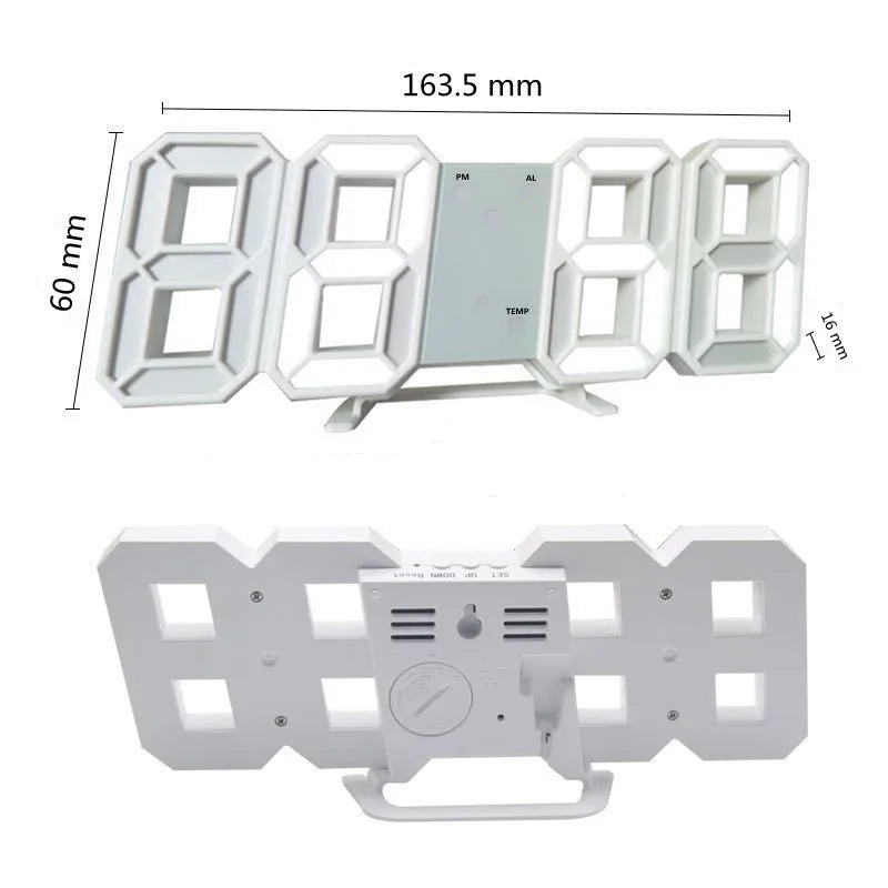 Royelle 3D LED Digital Wall Clock-Large Modern Display With Adjustable Brightness