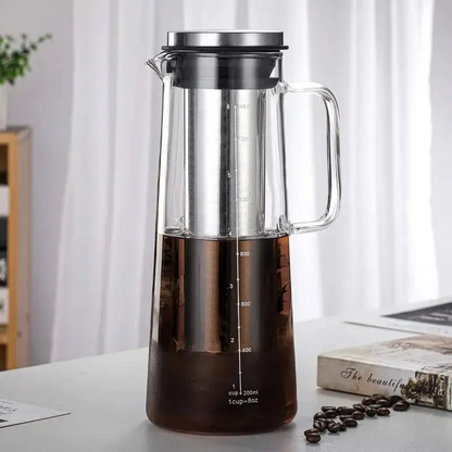 Novara Borosilicate Glass Cold Brew Coffee Maker with Stainless Steel Filter