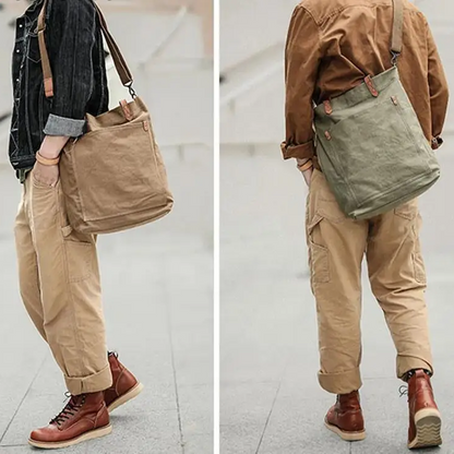 Novara Everyday Cotton Canvas Tote Bag with Leather Handles & Shoulder Strap
