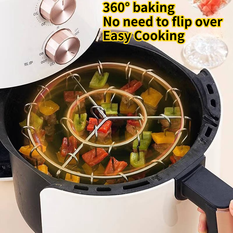 Royelle Stainless Steel Air Fryer Skewer Rack Round Kebab Holder