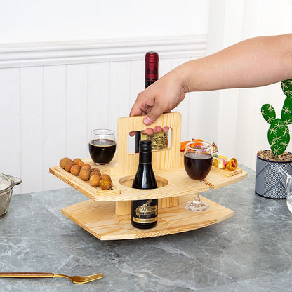 Royeva Portable Wooden Picnic Table And Wine Holder Tray