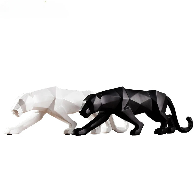 Royora Geometric Panther Statue-Modern Desk Decor Wild Cat Sculpture