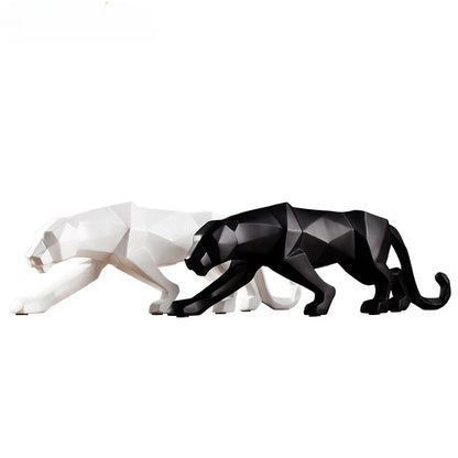 Royora Geometric Panther Statue-Modern Desk Decor Wild Cat Sculpture