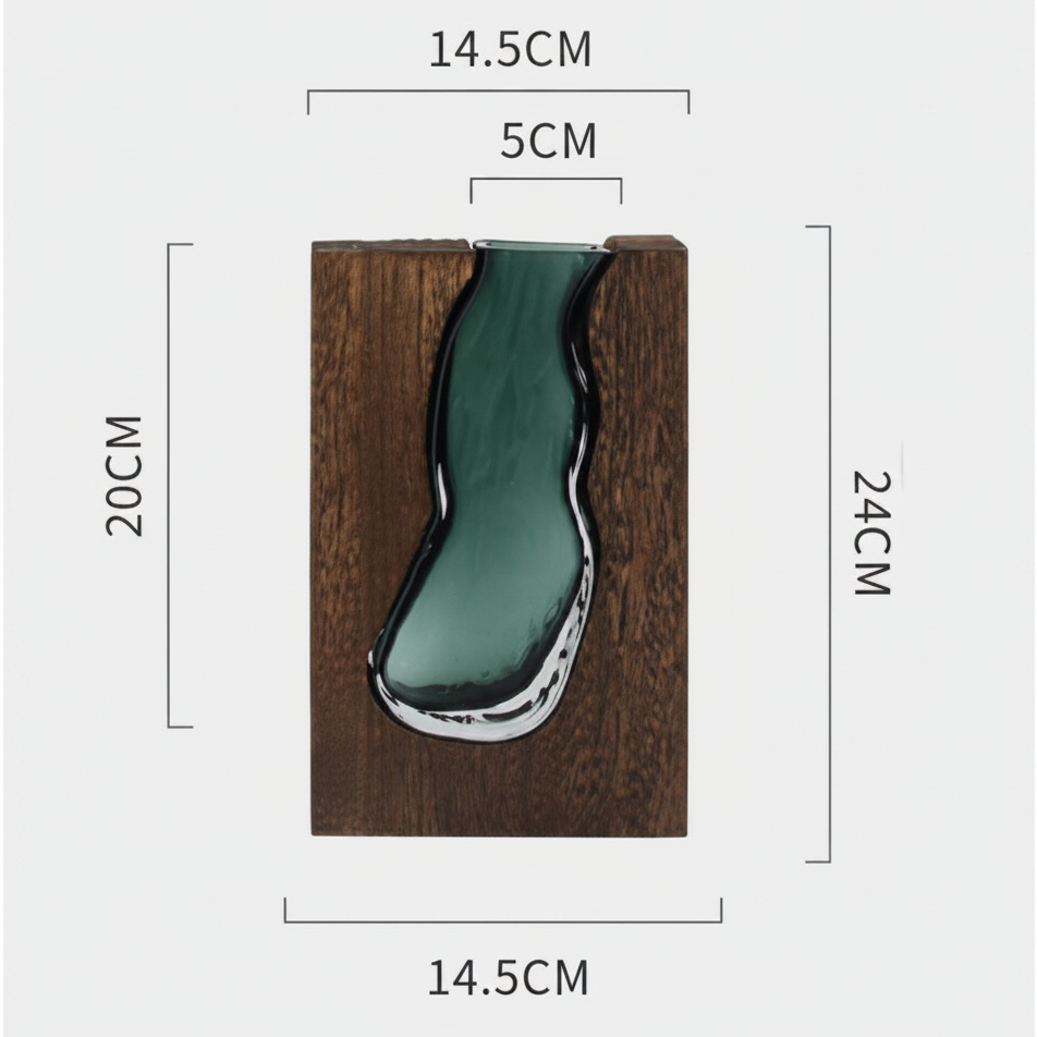 Novara Live Edge Wood & Glass Flower Vase - Modern Decorative Tabletop Centerpiece