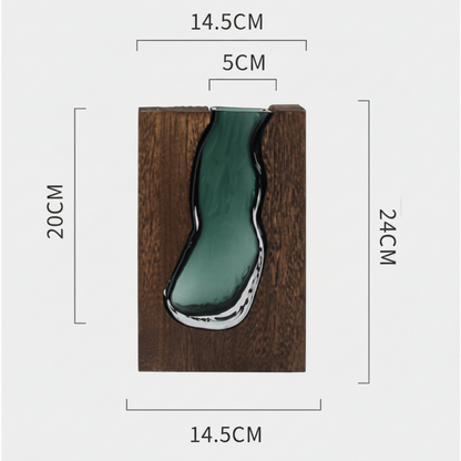 Novara Live Edge Wood & Glass Flower Vase - Modern Decorative Tabletop Centerpiece