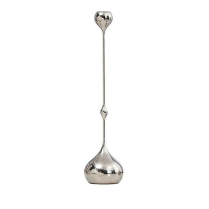 Royeva Modern Silver Candlestick Holder-Elegant Metal Taper Candle Stand Decor