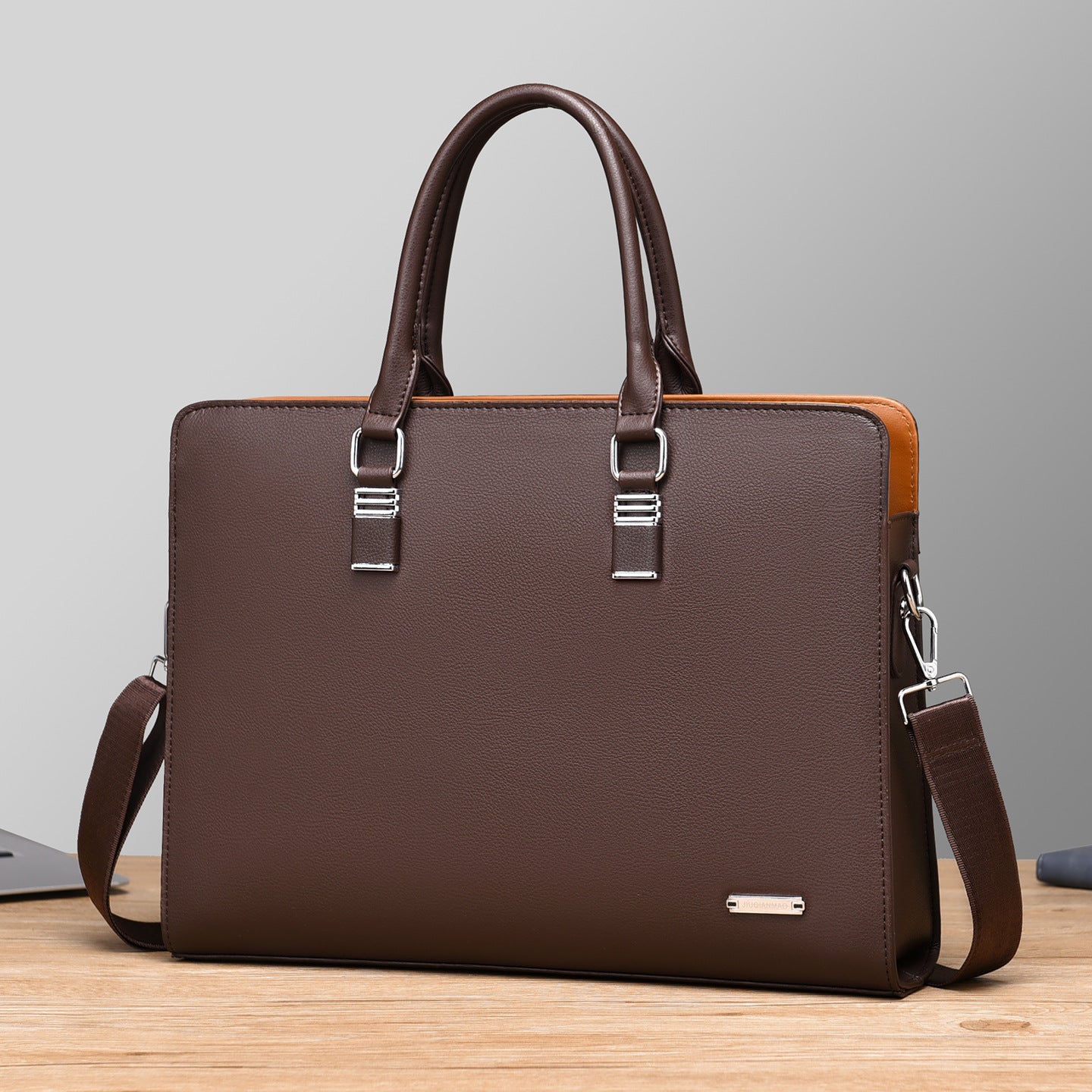 Novara Professional Business Briefcase for Men - Slim Vegan Leather Laptop Bag