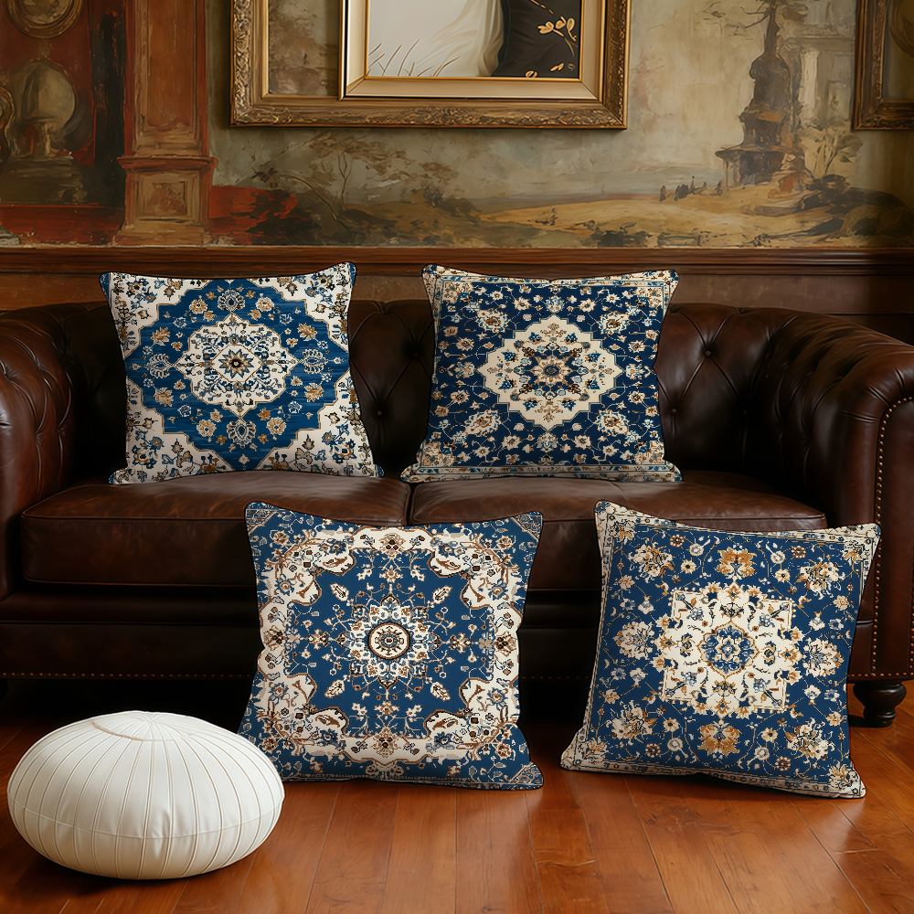 Novara Baroque Bohemian Throw Pillow Covers - 4-Piece Decorative Accent Set
