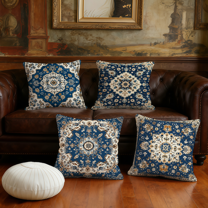 Novara Baroque Bohemian Throw Pillow Covers - 4-Piece Decorative Accent Set