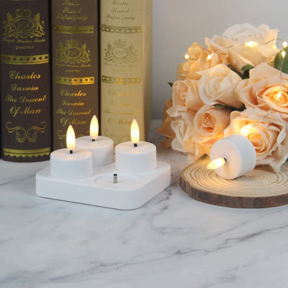 Royeva Rechargeable Flameless LED Tea Light Candles With Remote And USB Base
