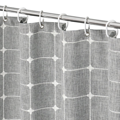 Royelle Waterproof Bohemian Linen Shower Curtain With Tassels