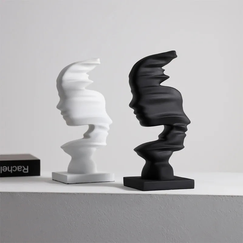 Novara Abstract Face Decor Sculpture-Modern Ceramic Art