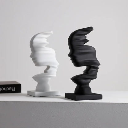 Novara Abstract Face Decor Sculpture-Modern Ceramic Art