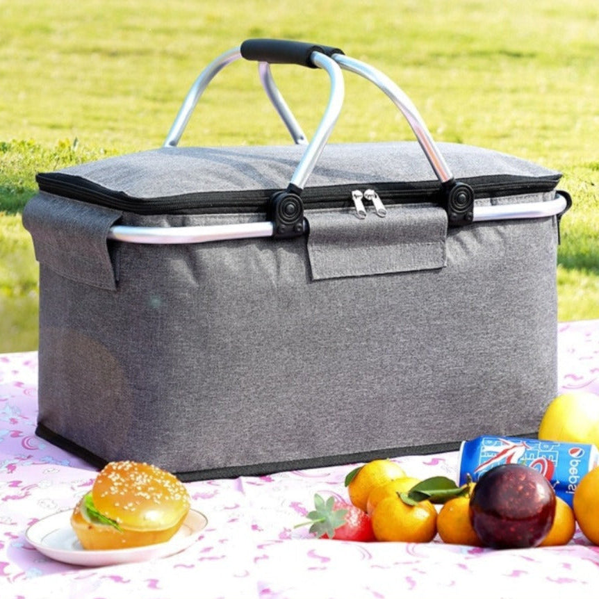 Royelle Foldable Insulated Picnic Basket-18L Portable Cooler Bag Black