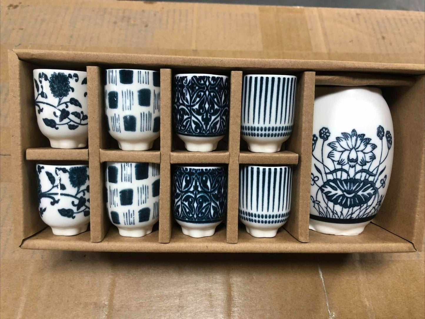 Novara Japanese Ceramic Sake Set with 8 Traditional Ochoko Cups