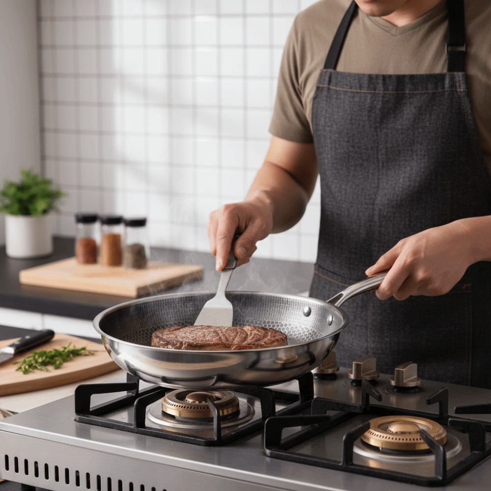 Royora Stainless Steel Honeycomb Nonstick Frying Pan Induction Safe Cookware