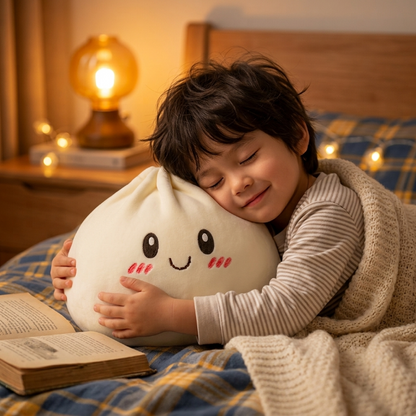 Novara Smiling Dumpling Plush Pillow-Soft Kawaii Food Stuffed Animal Toy