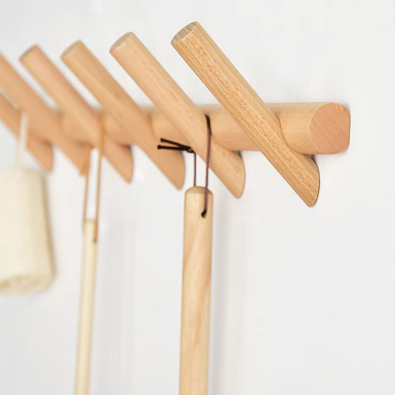 Royelle Oak Wall Mounted Coat Rack with 5 Hooks for Entryway Organization