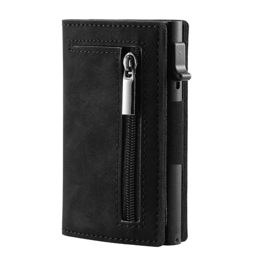 Royeva Genuine Leather RFID Blocking Compact Wallet with Aluminum Card Holder