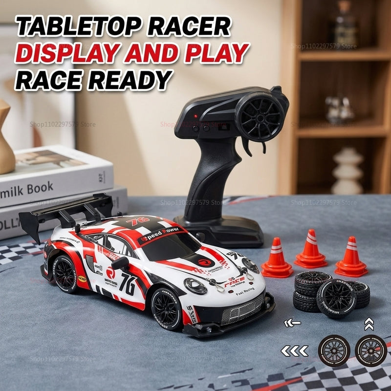 Novara High-Speed 2.4GHz RC Drift Car with LED Headlights and Interchangeable Tires