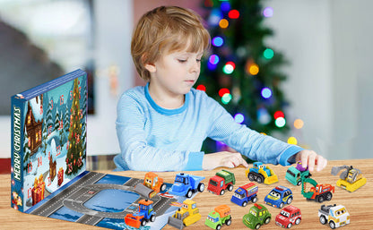 Royeva 2026 Car Advent Calendar 24 Days Pull Back Toy Vehicles Christmas Countdown
