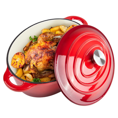 Novara Enamel Cast Iron Roasting Pan with Lid - Versatile 2-in-1 Design