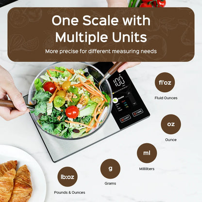 Royeva Smart Digital Kitchen Scale-Stainless Steel Food Weight Scale With Nutrition Tracking