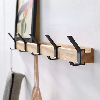 Royeva Wooden Wall Mount Coat Rack With Adjustable Double Hooks-Entryway Organizer
