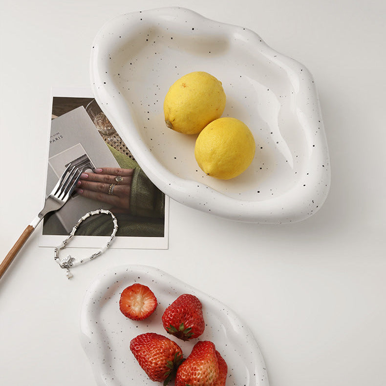 Eloria Chrome Plated Ceramic Melange Dish for Trinkets and Snacks
